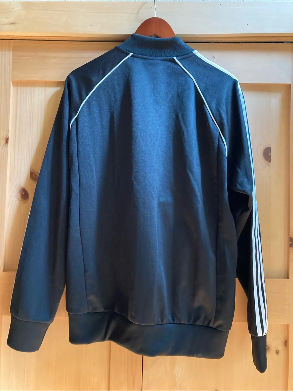 adidas Black Track Jacket with White Stripe Accents